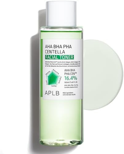 Aplb Aha Bha Pha Centella Facial Toner | Aha Bha Pha Cen 16.4% 5.41 Fl.Oz/Korean Skincare Exfoliant Replenishing Moisture Revitalize For Gentle And Improve Skin Texture
