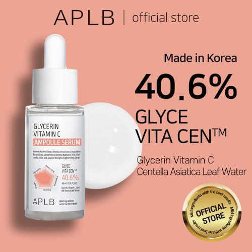 Aplb Glycerin Vitamin C Ampoule Serum | Glyce Vita Cen 40.6% 1.35 Fl.Oz/Korean Skincare Soothing Moisture Retention Elasticity Care Revitalize For Gentle And Improve Skin Texture