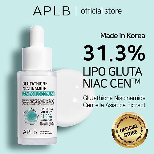 Aplb Glutathione Niacinamide Ampoule Serum | Lipo Gluta Niac Cen 31.3% 1.35 Fl.Oz/Korean Skincare Long Lasting Moisturizing Improve Skin Elasticity Revitalize For Gentle And Improve Skin Texture