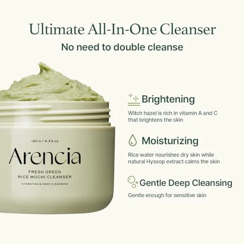 Arencia Skin Starter Trio - Spotless Skin Routine [Korean Rice Mochi Facial Cleanser + Glow Hyssop Overnight Mask Serum + Hyssop Serum 12]