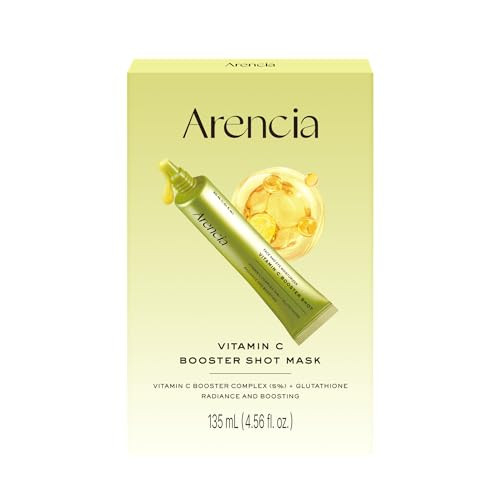 Arencia Vitamin C Booster Sheet Mask Hydrating Face Mask With Glutathione & Niacinamide Supports Even-Looking Skin Tone & Smooth Texture 5 Sheets