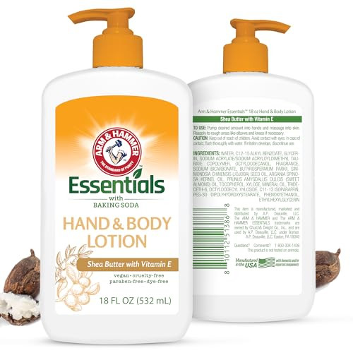 Arm And Hammer Essentials Hand & Body Lotion For Women And Men With Vitamin E 18Oz Shea Butter Moisturizing Lotion For Dry Skin Softness And Hydration