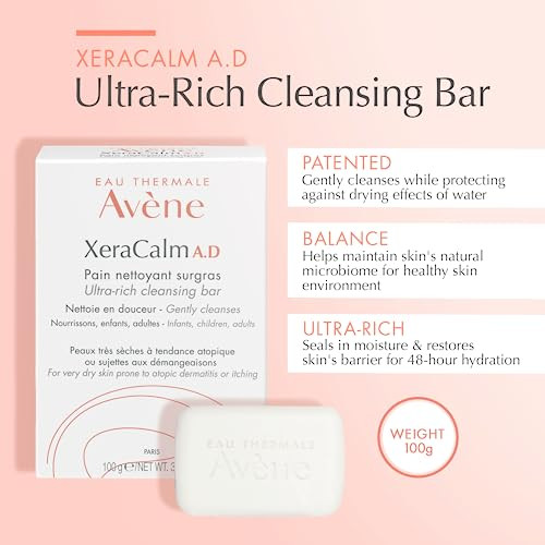 Av Ne Xercalm A.D Ultra-Rich Cleansing Bar For Atopic Dermatitis Eczema Prone Skin Fragrance-Free 100 G