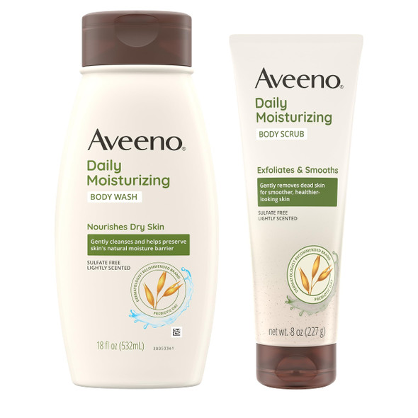 Aveeno Daily Moisturizing Bundle With Body Wash 18 Oz & Scrub 8 Oz