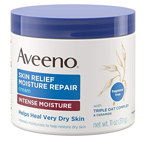 Aveeno Skin Relief Intense Moisture Repair Cream With Triple Oat Complex Ceramide & Rich Emollients Steroid- & Fragrance-Free Moisturizing Body Cream For Extra-Dry Skin 11 Oz ( Pack Of 12)