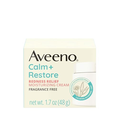 Aveeno Calm + Restore Facial Moisturizer Face Cream For Redness Relief Non-Comedogenic Ceramide & Vitamin B5 Hydrating For Dry Sensitive Skin Hypoallergenic Fragrance-Free 1.7 Oz