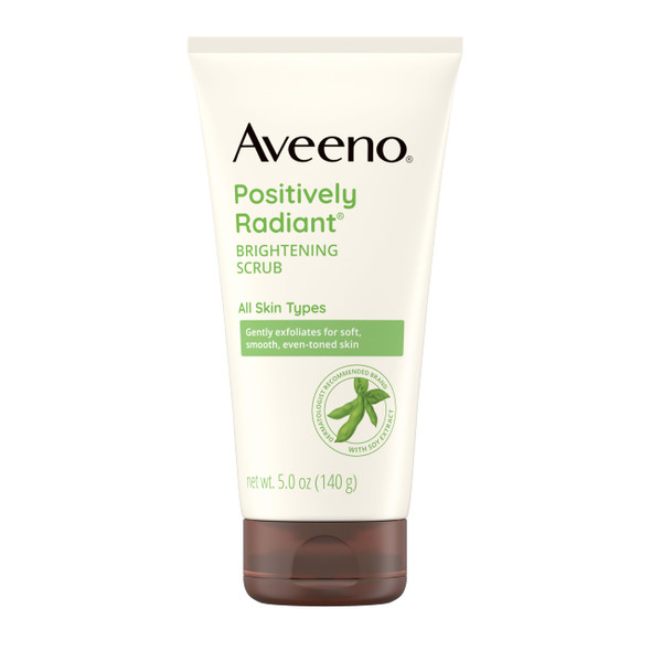 Aveeno Positively Radiant Skin Brightening Exfoliating Daily Facial Scrub Gentle With Moisture-Rich Soy Extract Helps Improve Skin Tone & Texture Oil- & Soap-Free Hypoallergenic 5 Oz