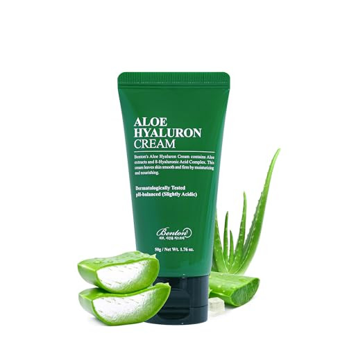 Benton Aloe Hyaluron Cream 50G (1.76 Oz.) - Aloe Leaf Water & Hyaluronic Acid Contained Soothing And Moisturizing Facial Cream For Dryness And Itchy Senstivie Skin