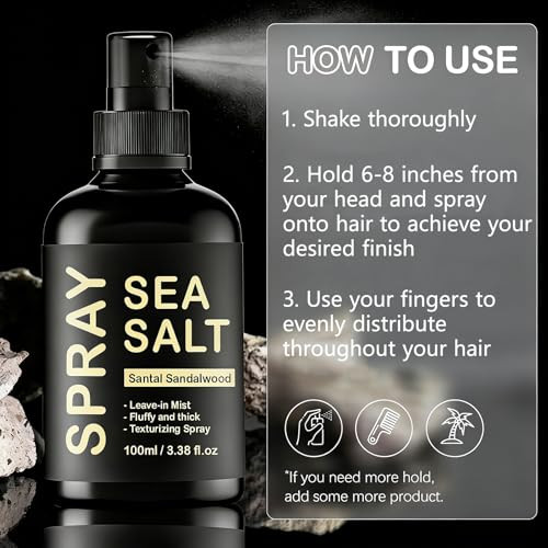 Bigbio Sea Salt Spray For Men Volumizes & Texturizes & Lifts Keratin Sea Salt Spray For Hair Natural Curls And Waves Hair Light & Non-Greasy 3.38 Fl Oz