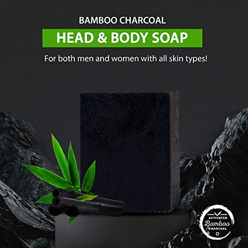Boonboo Bamboo Charcoal Body Soap | 7Oz / 200G | African Black Bar | Deeply Purifies And Moisturizes Skin