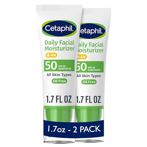 Cetaphil Daily Facial Moisturizer Spf 50 1.7 Fl Oz (Pack Of 2) Gentle Facial Moisturizer For Dry To Normal Skin Types No Added Fragrance Dermatologist Recommended (Packaging May Vary)