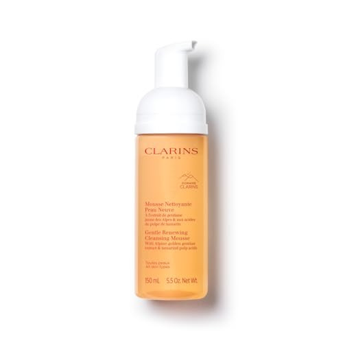 Clarins Gentle Renewing Cleansing Mousse | Cleanses Gently Exfoliates & Refreshes | Foaming Mousse |Soap-No|Sls-No | Dermatologist Tested | Exfoliating Tamarind Pulp Extract Rich In Ahas 5.5 Oz