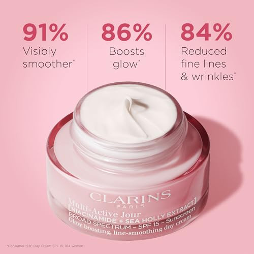 Clarins Multi-Active Day Cream Spf 15 With Niacinamide | Smooth Fine Lines | Visibly Tighten Pores | Even Tone And Texture | Boost Glow | Strengthen Moisture Barrier | All Skin Types 1.7 Ounces