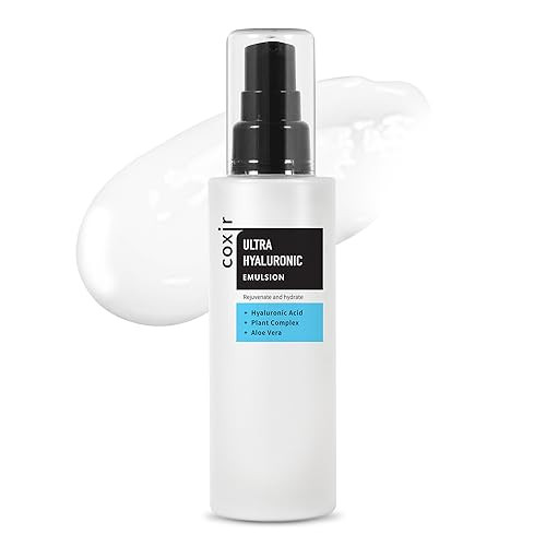 Coxir Ultra Hyaluronic Emulsion Llong-Lasting Hydration Facial Moisturizer For SensitiveDry Dehydrated Skin L Lightweight Texture With Hyaluronic Acid Collagen Korean Skincare[3.38 Fl.Oz]