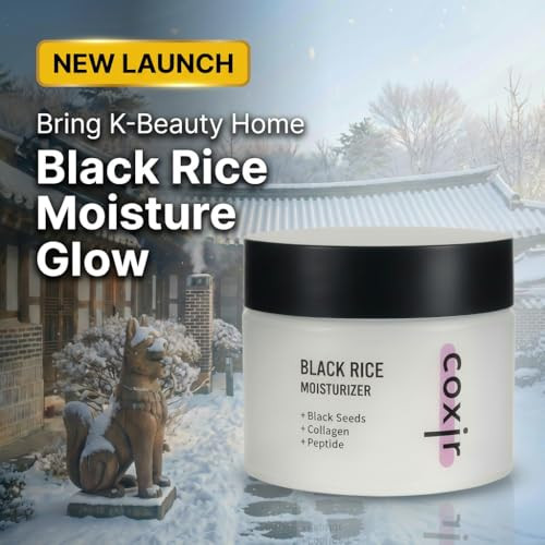 Coxir Black Rice Moisturizer Face Cream Hydrating Korean Moisturizer With Niacinamide Collagen & Peptide Complex Radiance Barrier Support Lightweight Non-Greasy(1.69 Fl Oz)