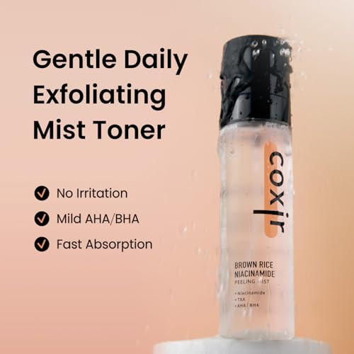 Coxir Brown Rice Gentle Mist Toner Niacinamide Txa Aha/Bha | Daily Mild Peeling Facial Spray For Smooth Texture & Pore Care | Korean Skincare [2.70 Fl.Oz]