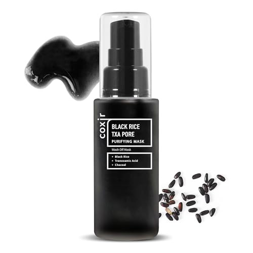 Coxir Txa Black Rice Pore Mask Korean 3-In-1 Wash-Off Mask Serum| Pore Purifying Blackhead Care Hydrating Skin Toning Treatment With Txa & Black Rice |Vegan K-Beuaty Face Mask [50Ml/1.69 Fl.Oz]