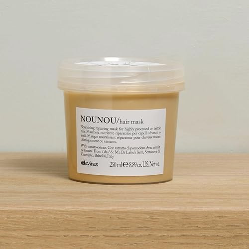 Davines Nounou Hair Mask Repairing Untangling Action For Highly-Processed Chemically Treated Dry Damaged Or Brittle Hair - Restores Hydration & Body With Tomato Extract Weightless 8.45 Fl Oz