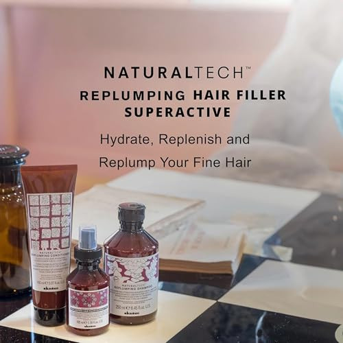 Davines Naturaltech Replumping Hair Filler Superactive Moisturizing For Fine Hair Lacking Elasticity - With Plum Phytoceuticals - Thickens & Plumps Hair Travel Size 3.38 Fl Oz