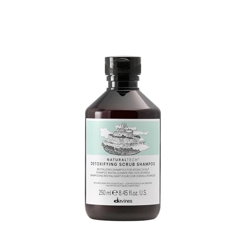 Davines Naturaltech Detoxifying Scrub Shampoo Revitalizing & Deep Cleansing For Atonic Scalp & Pollutants - With Artichoke Phytoceuticals - Removes Buildup & Exfoliates 8.45 Fl Oz