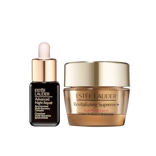 Est E Lauder The Power Pair Mini Serum + Moisturizer Travel Set | Includes Advanced Night Repair Serum 0.24 Fl Oz & Revitalizing Supreme Moisturizer 0.5 Ounce
