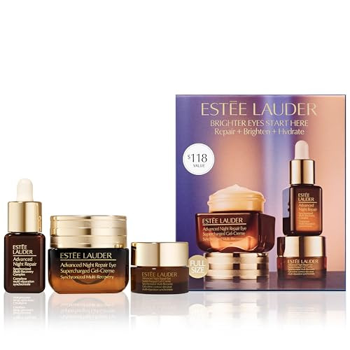 Est E Lauder Advanced Night Repair Eye Cream 3-Piece Travel Size Skincare Set | Repair + Brighten + Hydrate | Includes Face Serum 0.23 Fl Oz + Eye Cream 0.5 Fl Oz + 0.17 Fl Oz