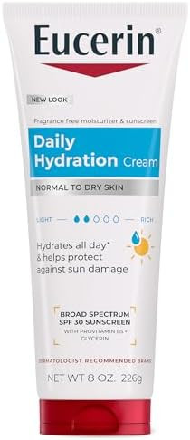 Eucerin Daily Hydration Broad Spectrum Spf 30 Sunscreen Body Cream For Dry Skin Fragrance Free Sunscreen Moisturizer 8 Oz Tube