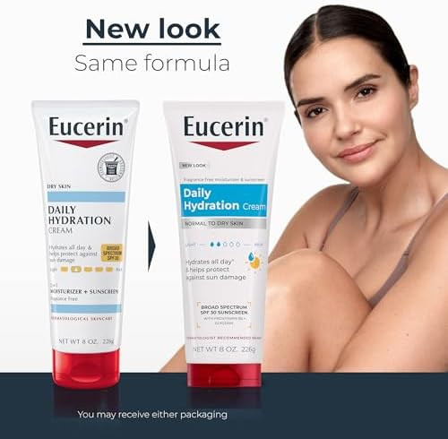 Eucerin Daily Hydration Broad Spectrum Spf 30 Sunscreen Body Cream For Dry Skin Fragrance Free Sunscreen Moisturizer 8 Oz Tube