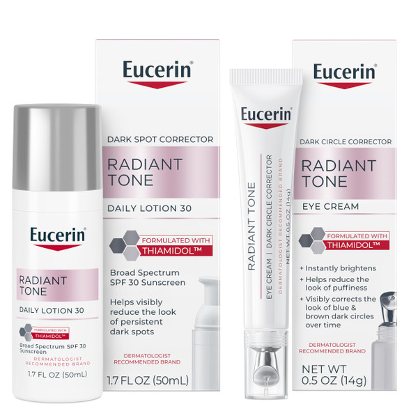 Eucerin Radiant Tone Daily Face Lotion With Spf 30 Dark Spot Corrector With Thiamidol + Eucerin Radiant Tone Eye Cream Dark Circle Corrector Eye Brightening Cream With Thiamidol And Hyaluronic Acid