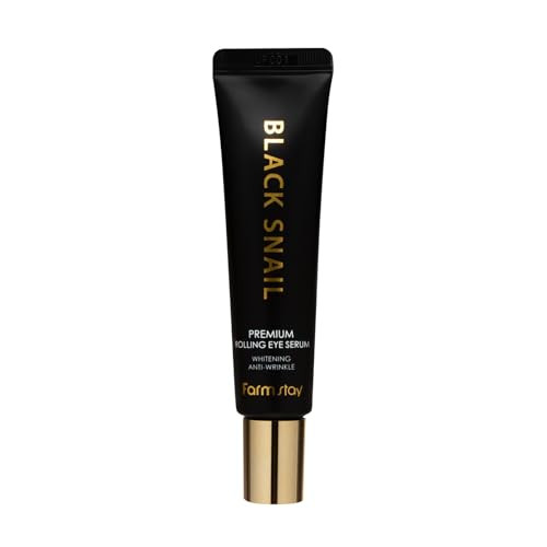 Farmstay Black Snail Premium Rolling Eye Serum - Eye Serum For Dark Circles And Puffiness - Snail Mucin For Improved Collagen Production 0.84 Oz