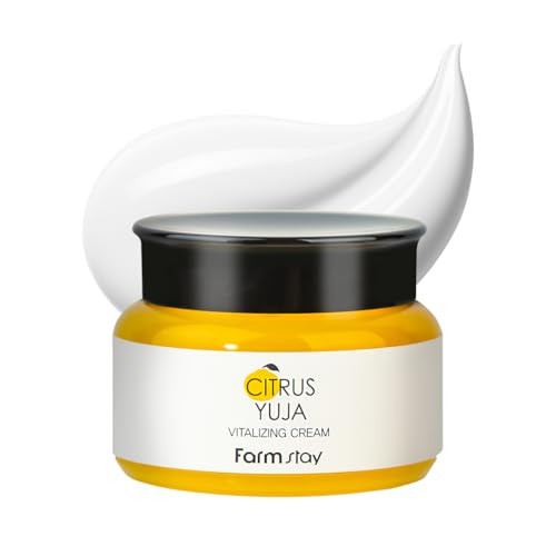 Farmstay Citrus Yuja Vitalizing Cream Vitamin C Facial Moisturizer With Niacinamide For Dry & Sensitive Skin Skin Barrier Repairing & Wrinkle Care Korean Skincare For Women & Men 3.52 Oz
