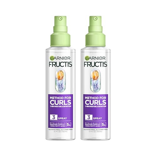 Garnier Fructis Method For Curls Moisture Refreshing Curl Activator Curl Refresher Spray With Up To 5% Hyaluronic Moisture Complex Designed And Tested For 2C To 4C Curls And Coils 12.5 Fl Oz