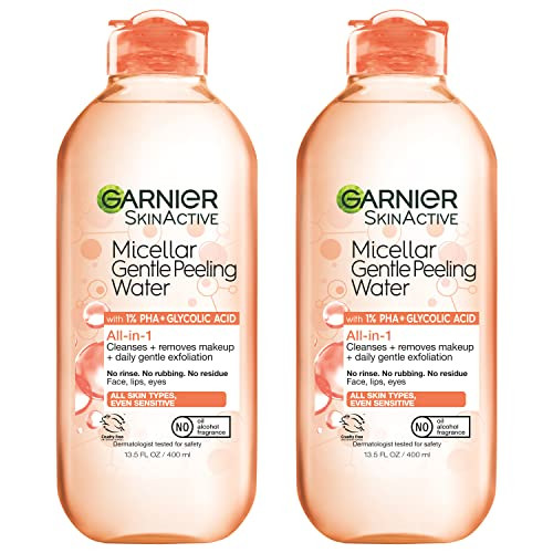 Garnier Skinactive Gentle Peeling Micellar Water With 1% Pha And Glycolic Acid Face Exfoliant Facial Cleanser And Makeup Remover 2 Pack