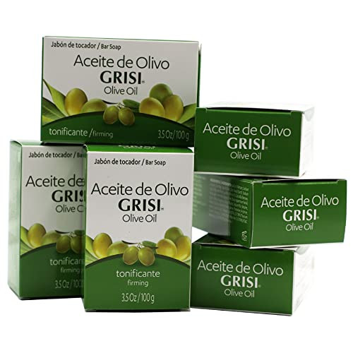 Grisi Olive Oil Soap Natural Soap With Olive Oil And Amino Acids Helps Moisturize The Skin Radian Appearance Firming Effect Pleasant Scent 6-Pack Of 3.5 Oz Each 6 Bar Soaps