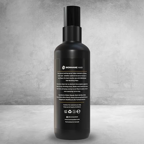 Ironmane - Fiber Hold Spray For Hair Fibers - 100% Natural - Unscented - Sea Salt Ginseng & Rice Water - Flexible Lightweight Matte Hold