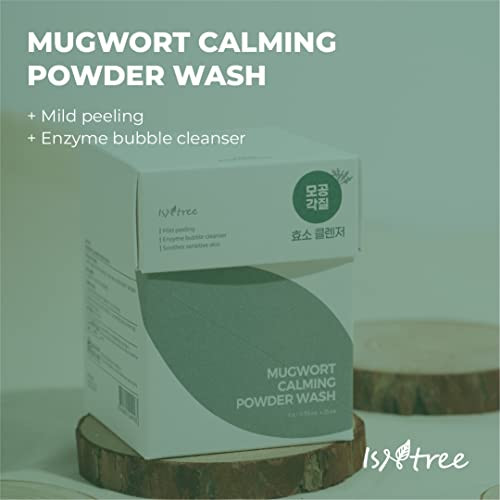 Isntree Mugwort Powder Wash 1G 0.03Oz X 25Ea | Mild Peeling | Enzyme Bubble Cleanser | Soothes Sensitive Skin