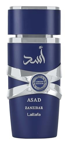 Lattafa Asad Zanzibar Limited Edition Aquatic Spicy Woody Amber Eau De Parfum Spray Long-Lasting Fragrance For Men 3.4 Ounce / 100 Ml