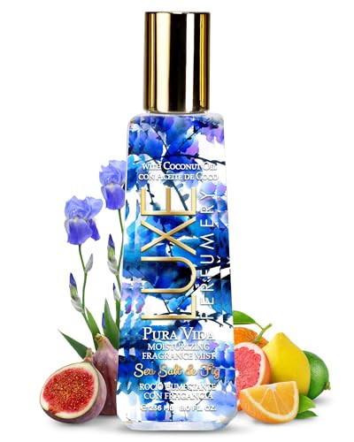 Luxe Perfumery Pura Vida Sea Salt & Fig Moisturizing Fragrance Mist Fresh Marine Fruity Floral Body Spray With Citrus Fig & Salty Marine Notes Hydrating Skin Mist For Women Made In Usa 8 Fl Oz