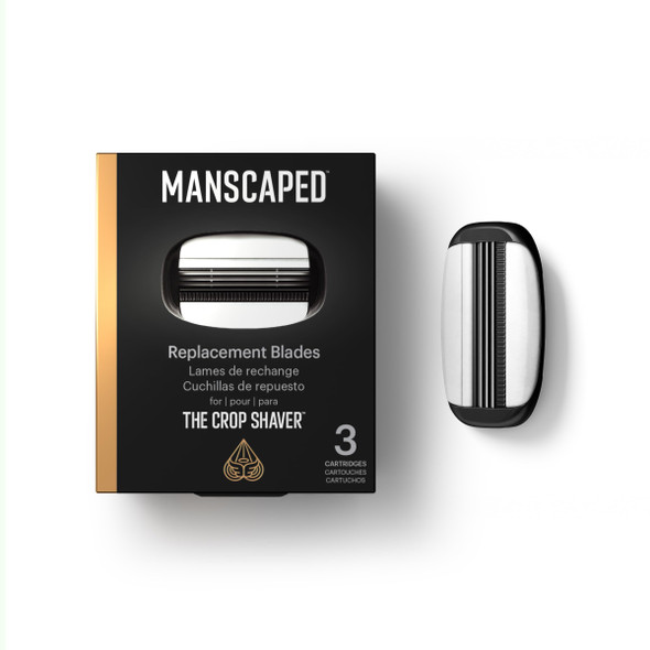 Manscaped The Crop Shaver Blades Men'S 3-Blade Stainless Steel Groin Hair Razor Cartridges With Pivoting Head Micro Comb Bar Wide Lubrication Strips 3-Pack