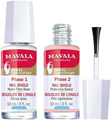 Mavala Nail Shield 2 Count Phase 1 & 2 Clear Nail Polish Top Coat Nail Strengthener Nail Growth & Nail Hardener Treatment Nail Care And Repair For Brittle Or Split Nails