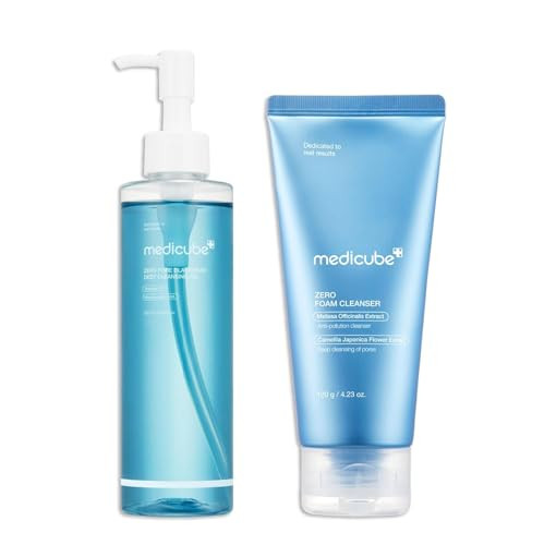 Medicube Double Cleansing Duo For Flawless Skin: Zero Pore Blackhead Cleansing Oil And Zero Foam Cleanser Skin Care Set