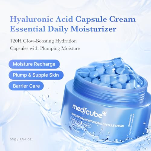Medicube Hyaluronic Moisture Boosting Duo: Hyaluronic Acid Capsule Cream And Hyaluronic Serum Set | Deep Hydration Moisture Lock And Plumping Care For Smooth Healthy And Dewy Skin