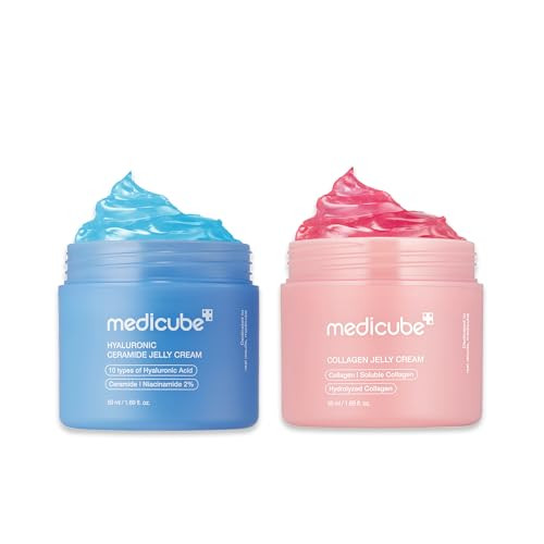 Medicube Viral Jelly Cream Duo: Hyaluronic Acid And Collagen Jelly Cream For Boosting Radiance And Glow | Collagen Hyaluronic Acid | Korean Skincare s For Women Skin Care Set