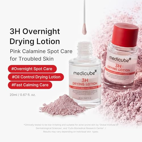 Medicube 3H Overnight Drying Lotion | Targeted Spot Care For Troubled & Oily-Prone Skin | Calming & Soothing Care With Calamine Centella & Tea Tree | Korean Skincare 20Ml 0.67 Fl. Oz