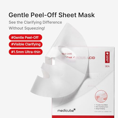 Medicube Hypochlorous Acid Peel Mask 3Ea | Peel-Off Sheet Mask For Excess Sebum Pores & Blackheads | Panthenol Hyaluronic Acid For Hydrating & Pore-Refining Care | Korean Skincare (13Ml X 3Ea)