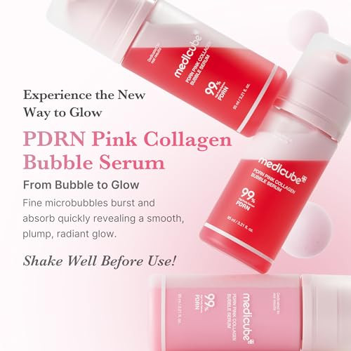 Medicube Pdrn Pink Collagen Bubble Serum | Bubble-To-Glow Firming Serum With 99% Purity Pdrn & Low-Molecular Collagen | Lightweight Fast-Absorbing Bubble Texture For Radiant Plump Skin 3.21 Fl.Oz