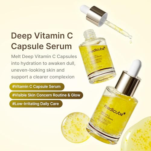 Medicube Deep Vitamin C Capsule Serum | Hydrating Vitamin C Serum For Dull & Uneven-Looking Skin With Visible Concerns | Liposome Capsules For Smooth Radiant Texture | Korean Skincare 1.01 Fl.Oz