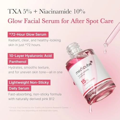Medicube Txa+Niacinamide 15% Glow Facial Serum For After Spot Care | All-In-One Daily Korean Skincare | Uneven Skin Tone Texture And Hydration Care | High-Potency Tranexamic Acid 5% 1.01 Fl.Oz