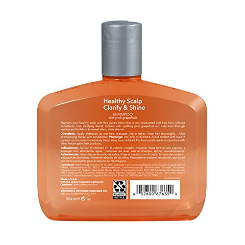 Neutrogena Exfoliating Healthy Scalp Clarify & Shine Shampoo & Conditioner For Oily Hair And Scalp With Pink Grapefruit Ph-Balanced Paraben & Phthalate-Free Color-Safe 12 Fl Oz