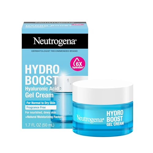 Neutrogena Hydro Boost Gel Cream 48 Hr Hydration For Normal/Dry Skin Fragrance Free Face Moisturizer With Hyaluronic Acid 1.7 Oz. & Trial Size Hydro Boost Hydrating Gel Cleanser 0.5 Fl Oz